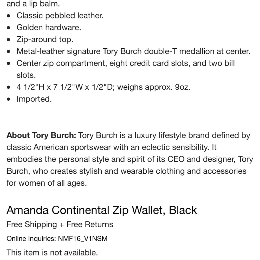 New Tory Burch Amanda Large ZIP Wallet - Picture 3 of 3